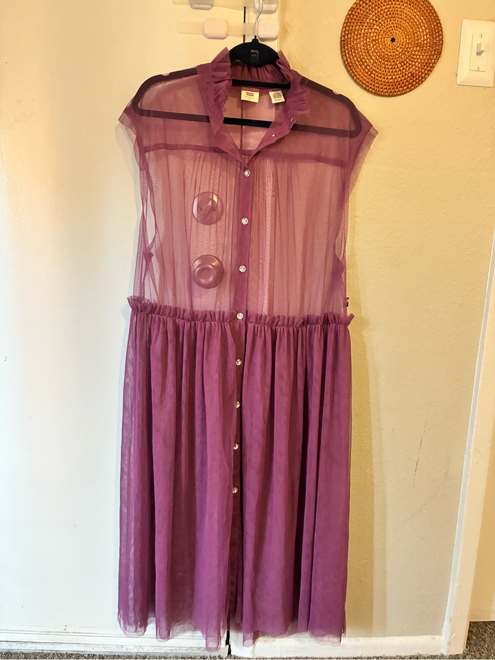 Levi's Mauve Sheer Button-Front Midi Dress